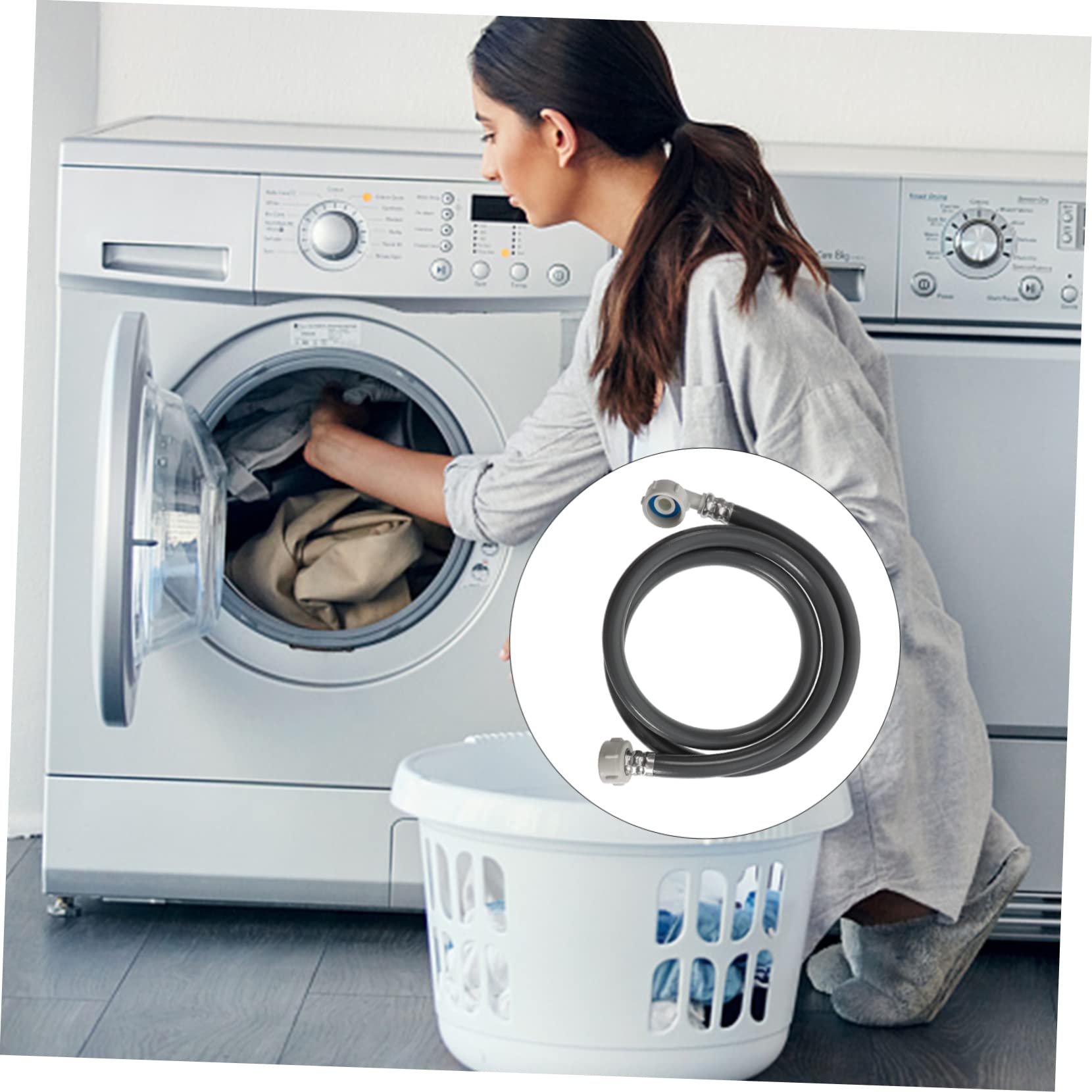 Angoily Carico Flessibilità e in 1,5m Tubo di Pezzi Lavatrice Pvc 2 Nero Elevata Protezione Anti-scoppio Accessorio per Uso Domestico