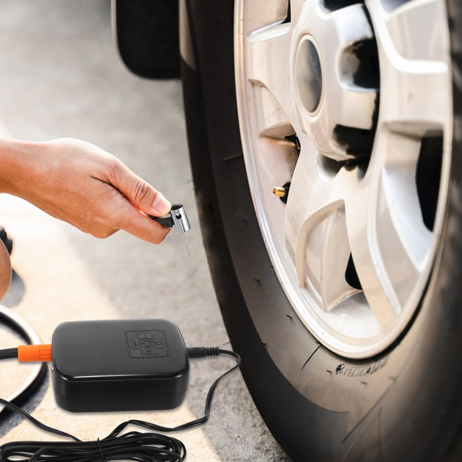 Holibanna Compresor de Aire para Coche, inflador de neumáticos portátil, Pantalla Digital, batería Recargable, batería de Larga duración, ABS, emergencias en Carretera