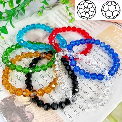 Miniatura 5 de Xinhongo Cuentas de cristal de cristal, 500 cuentas redondas de cristal facetadas de 0.118 pulgadas (0.118 in), cuentas espaciadoras para hacer