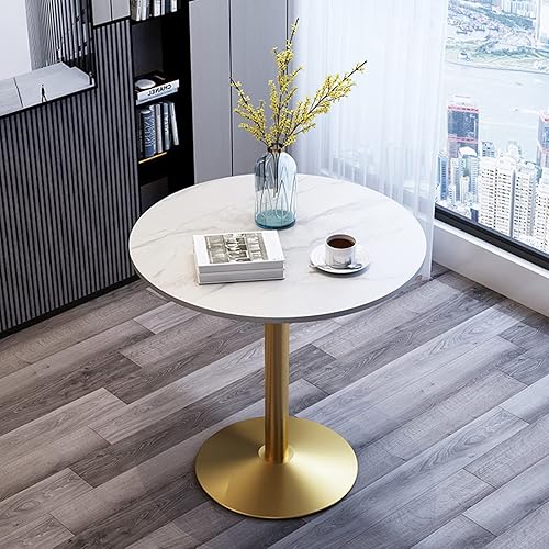 Miniatura 16 de Mesa alta redonda de piedra sinterizada de 21.6 pulgadas, patas de metal modernas, barra alta simple, mesa alta para cafetería, restaurante, postre