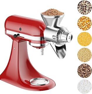HOZODO Grain Mill Attachment for KitchenAid Stand Mixer - All-Metal 9-Level Flour Grinder for Wheat, Corn, Millet & Dry Grains