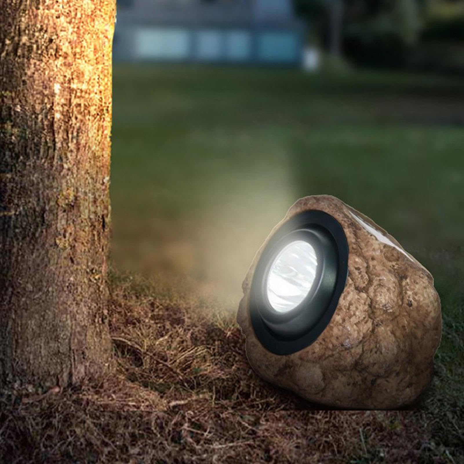 Lampada Solare a Forma di Roccia per Esterno Impermeabile Decorativo | Roccia Pietra Decorativa da Giardino per Percorsi, Patio, Prato, Cortile, Gradini - a Forma di Sasso