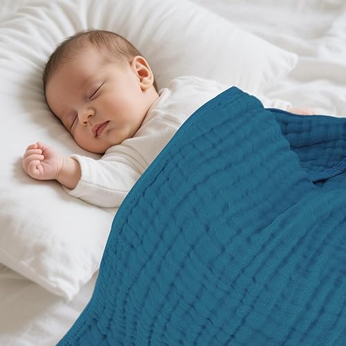 Miniatura 3 de Toallas de muselina para bebé, 100% algodón, toalla de baño de muselina súper suave, 32 x 32 pulgadas, adecuada para recién nacidos y niños pequeños
