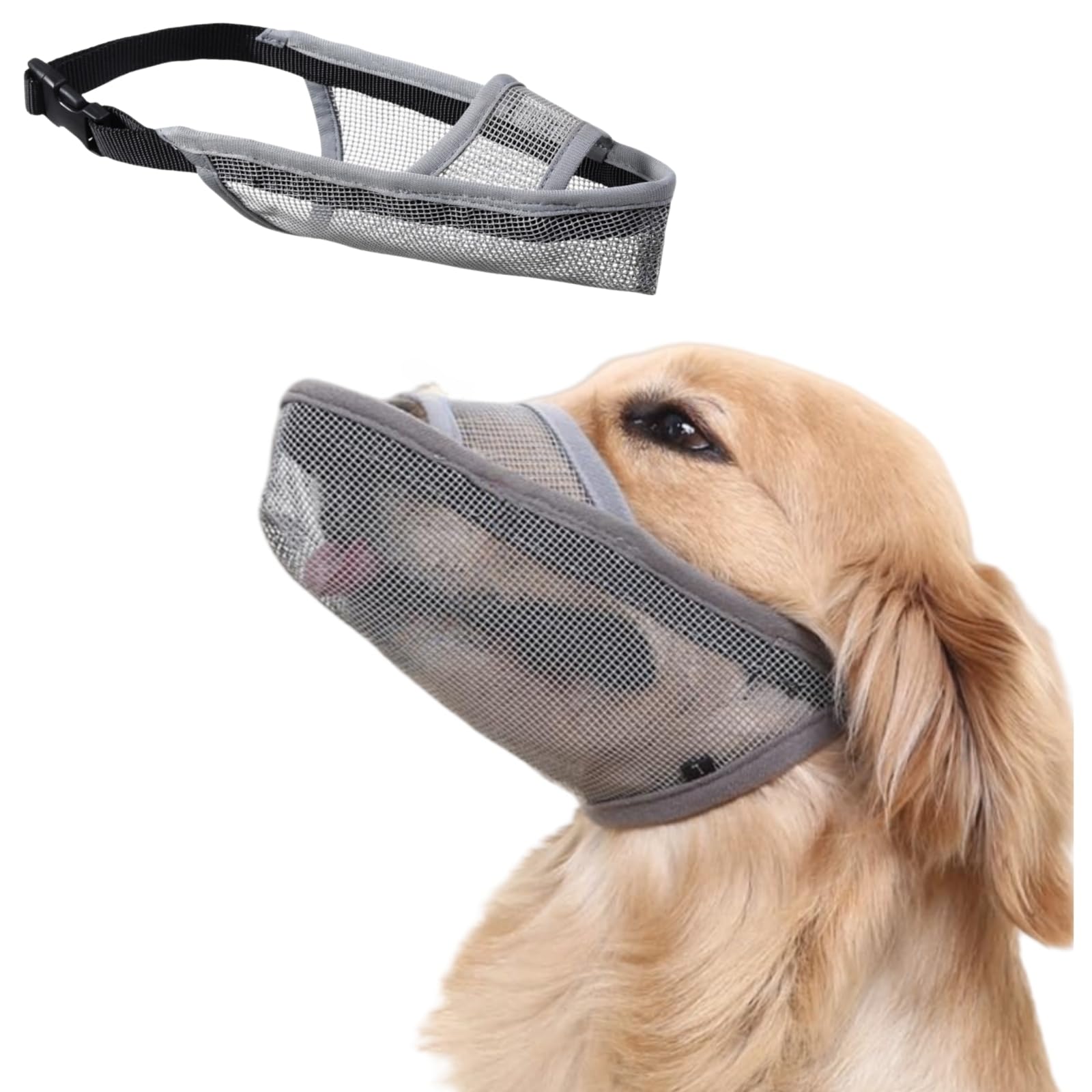 MUYYIKA Muzzle for Dogs, Soft Mesh Muzzle for Small, Nylon Mesh, Medium and Large Dogs, for Catching Biting, Licking and Chewing, Allows Panting and Drinking