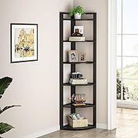 Vista 5 de TRIBESIGNS WAY TO ORIGIN Estantería esquinera de 70.9 pulgadas de alto, estante de escalera de 6 niveles con marcos de metal, estantería moderna
