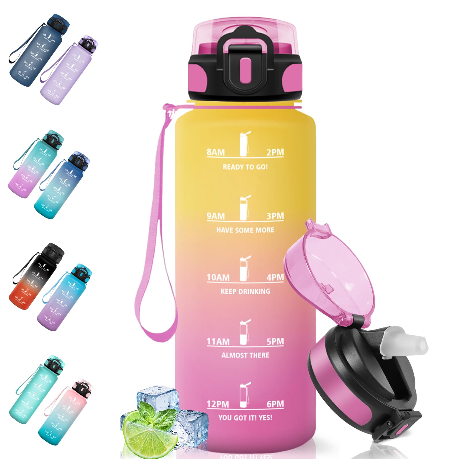 Motswedi Borraccia 500/1000/1500ml, a Prova di Perdite, Borraccia con Cannuccia, Reutilizables, Borraccia Palestra, Senza BPA, Borraccia Motivazionale per Scuola, Palestra, Ufficio, Running, Ciclismo