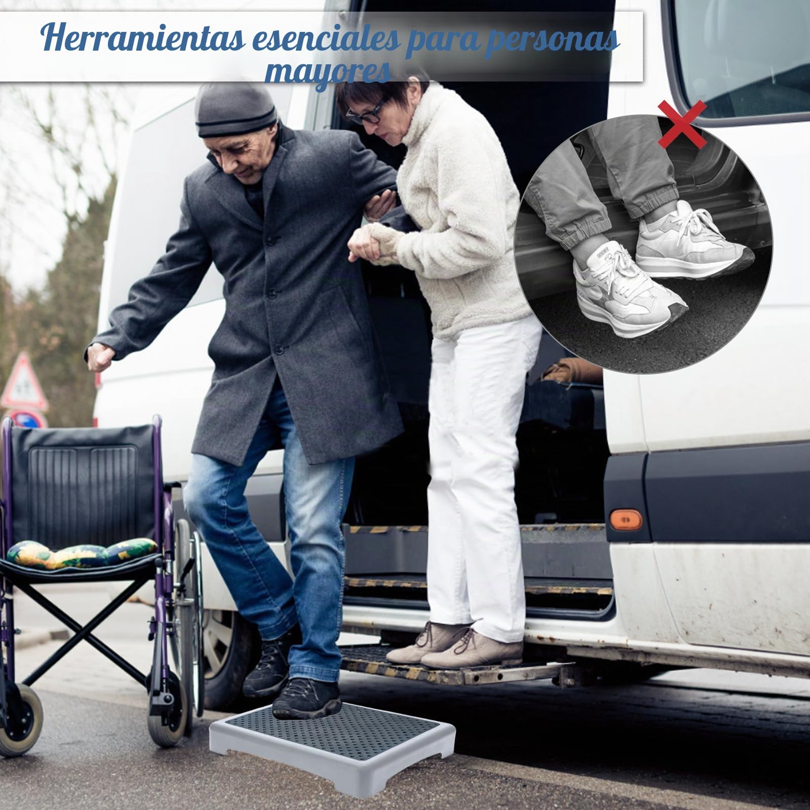 Antideslizante semiescalón, escalón para interiores y exteriores, ayuda a la entrada, taburete para personas mayores, taburete para personas mayores, ducha, bañera, coche, exterior, soporta hasta 220