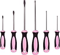 Vista 1 de Pink Power Magnetic Screwdriver Set - 6 Piece Phillips Head and Flat Head Hand Pink Tool Set for Women & Ladies - Insulated Screwdriver Kit with