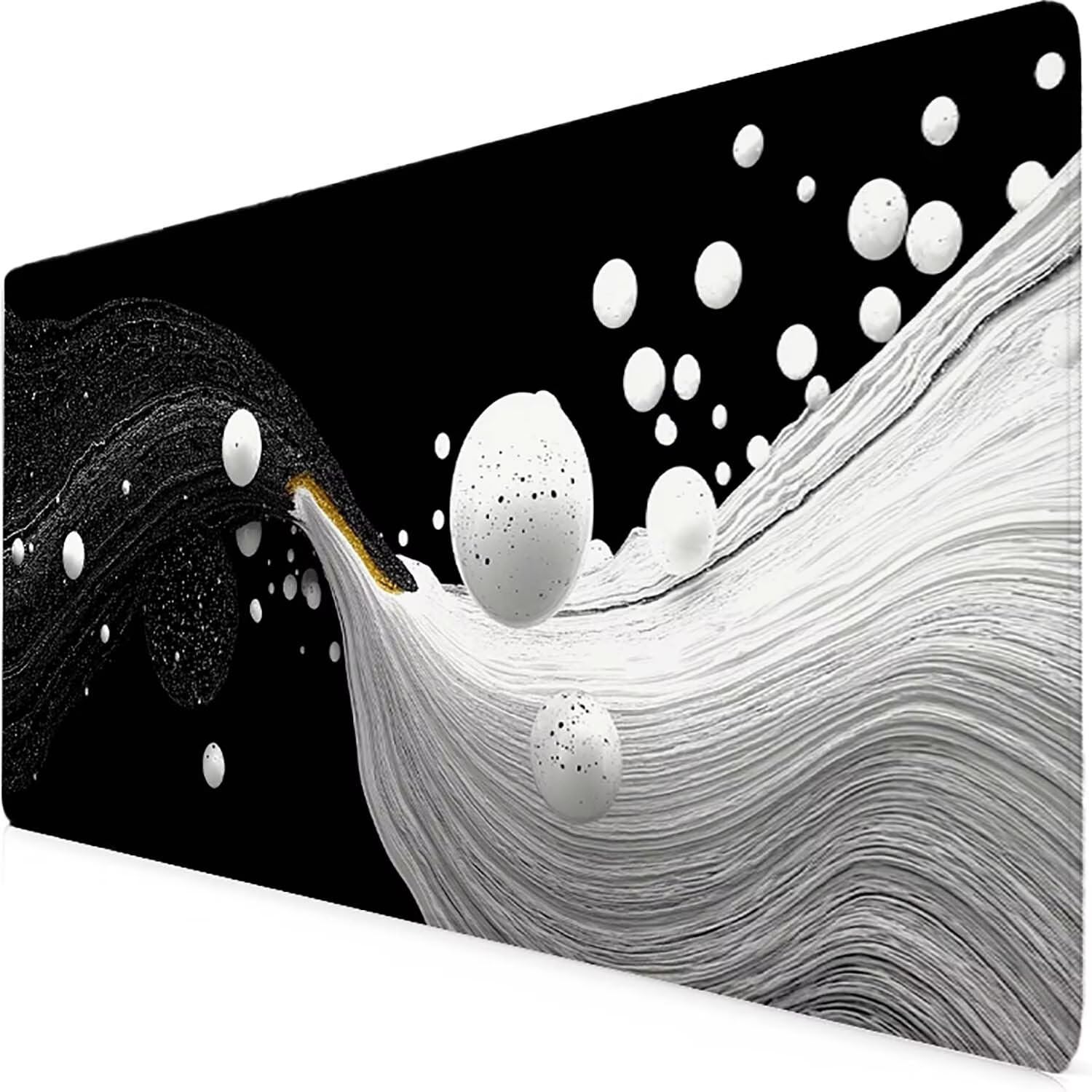 Tappetino Mouse XXL 1000x500mm Nero Mousepad Astratto Tappetino Scrivania Grande, con base in Gomma Antiscivolo, Impermeabile Sottomano Scrivania per Computer, Accessori Gaming Mouse Pad 5-3322x