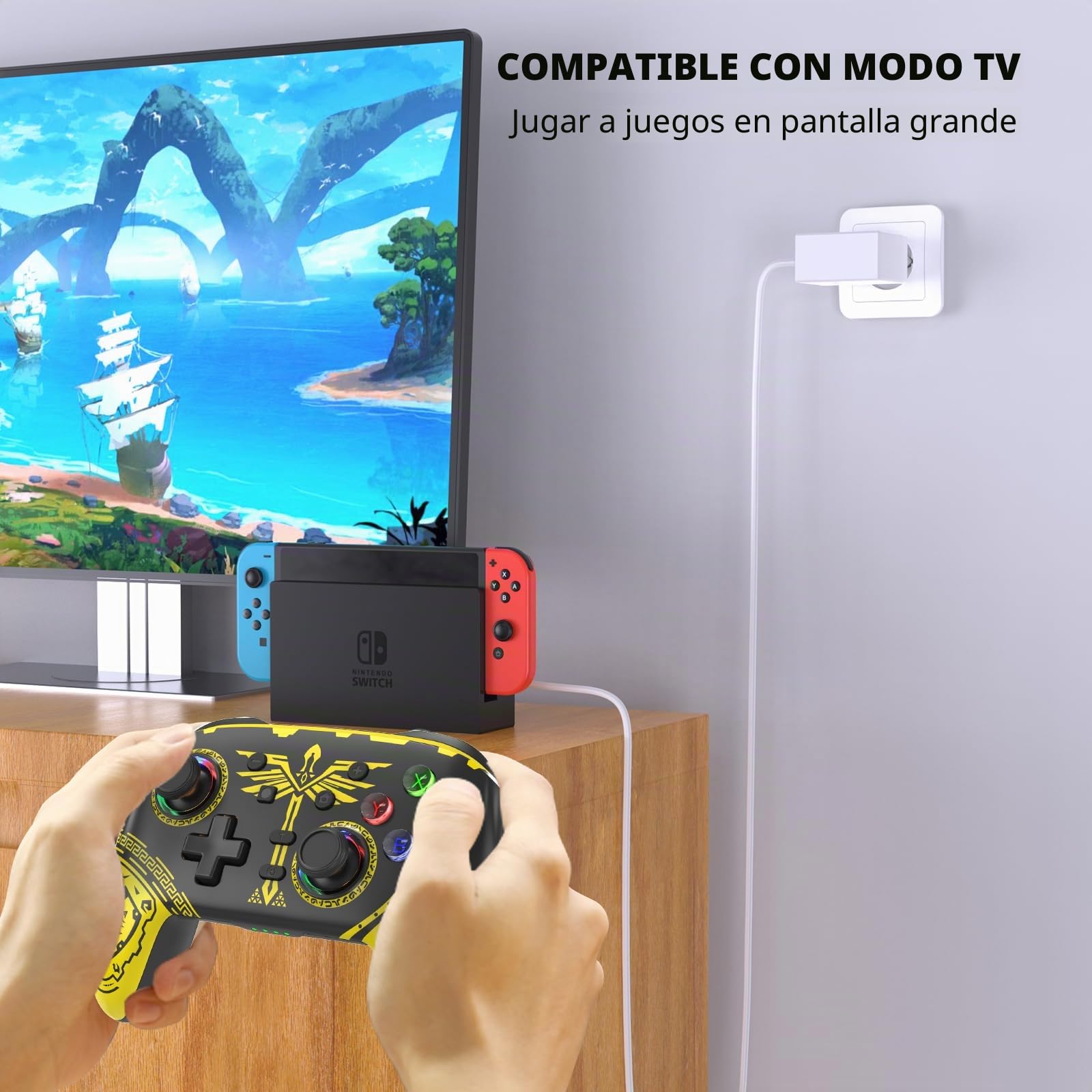 Cargador para Nintendo Switch Console Adaptador de Corriente para Nintendo Switch/Switch OLED/Lite, Modo TV 15 V/2,6 A de Carga rápida con Cable de 1,5 m/5 ft (Blanco)