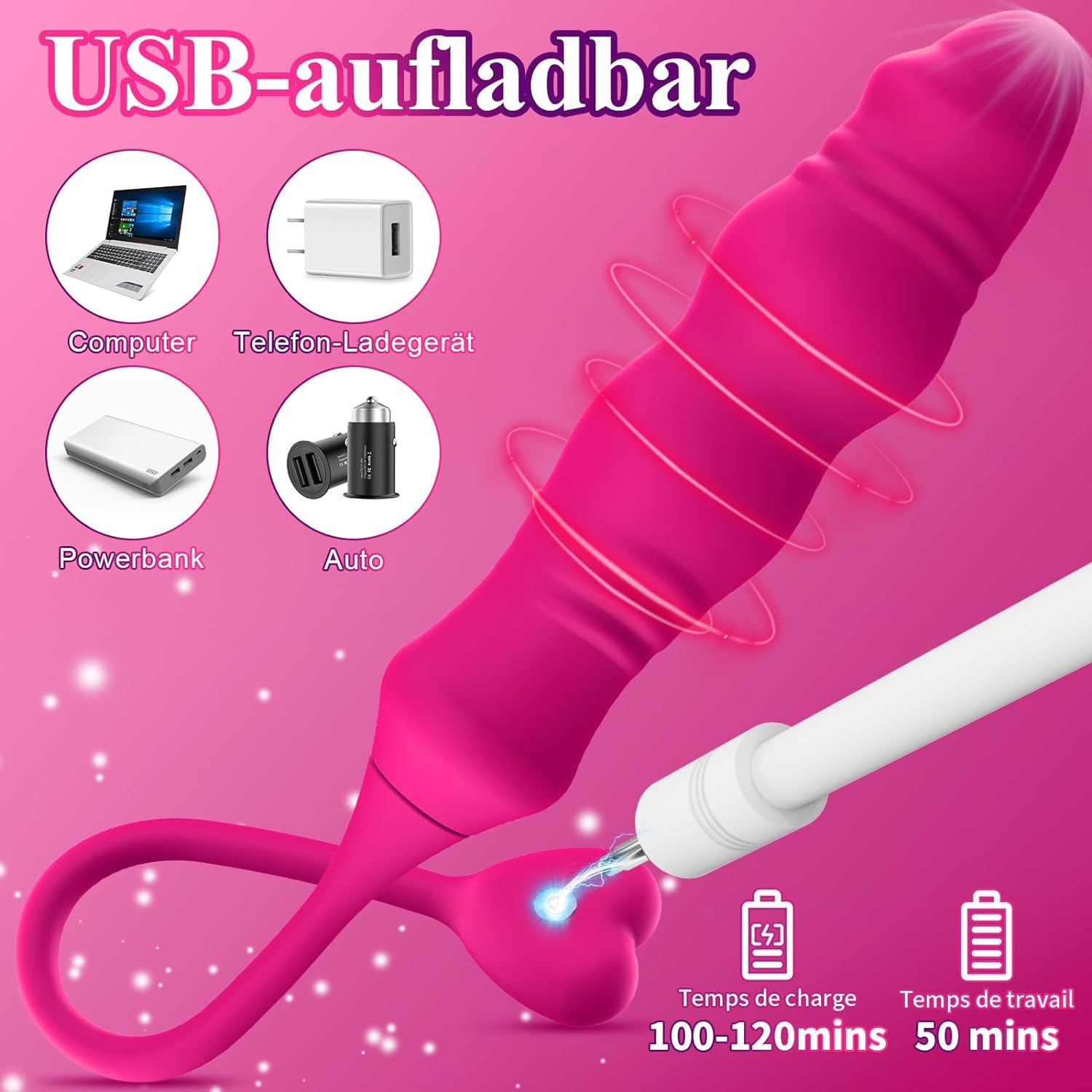 tor for G-spot - vibrazioni silenziose, asta telescopica a 3 posizioni, 9 modalità di vibrazione controllabili tramite applicazione, pacemaker, sextoy per coppie