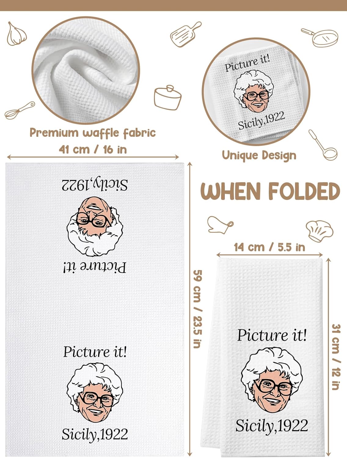 Kitchen Towels Golden Girls TV Show Merchandise Towels Set,Golden Girls Gifts for Women,Funny Set of 4 Novelty Hand Towels Unique Birthday Christmas Mother's Day House Warming Gifts for Mom