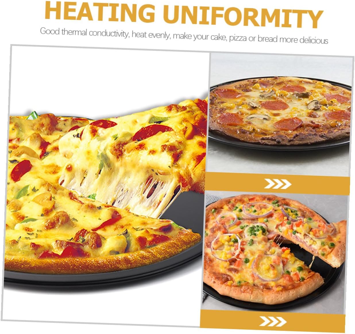 2pcs Carbon Steel Non-stick Pizza Pan Round Baking Tray for Home Oven Use Lightweight Bakeware