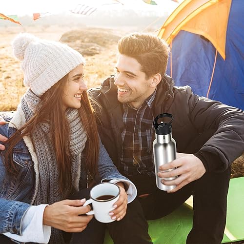 Miniatura 7 de Volhoply Botella de agua aislada de 17 onzas a granel, paquete de 4 botellas de agua de acero inoxidable para niños con tapa con pajilla, botella de