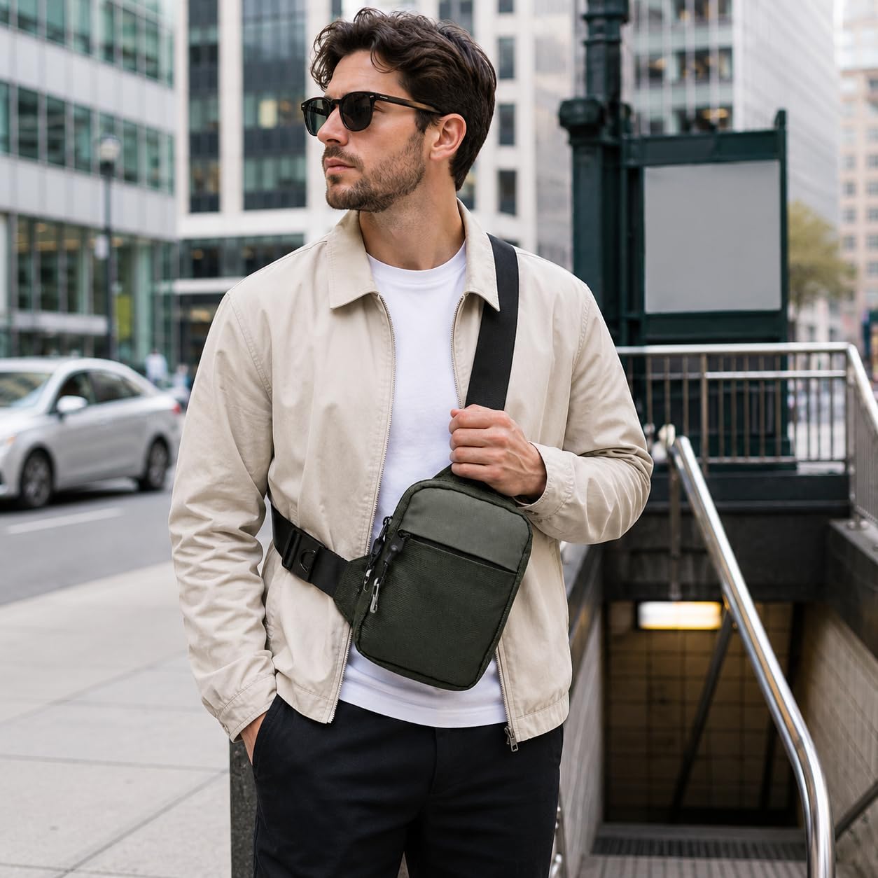 Nomalero Sacoche Homme Anti-Vol avec Doublure RFID, Fermetures Sécurisées et Sangle Renforcée pour Travail, Trajet et Tourisme