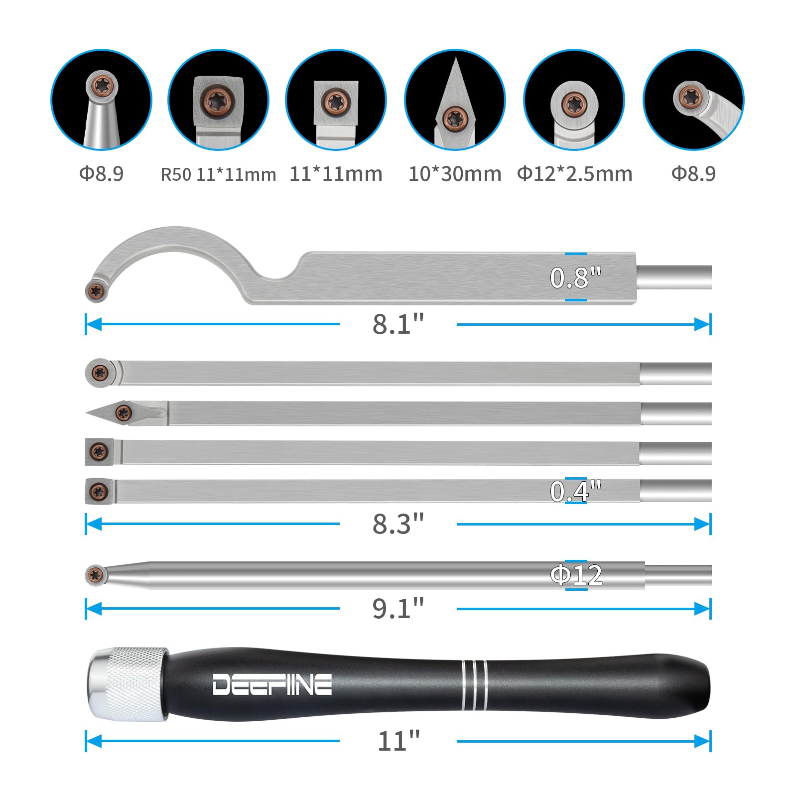 Carbide Tipped Wood Turning Tools Set, Latest Lathe Rougher Finisher