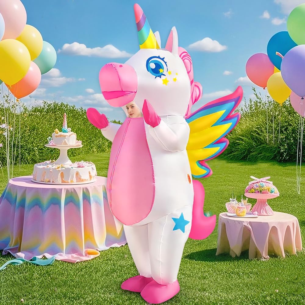 KOOY Unicorn Costume, Inflatable Unicorn Costume Adult, Blow Up Costumes for Adults, Funny Halloween Costumes Unicorn Suit for women - Image 2