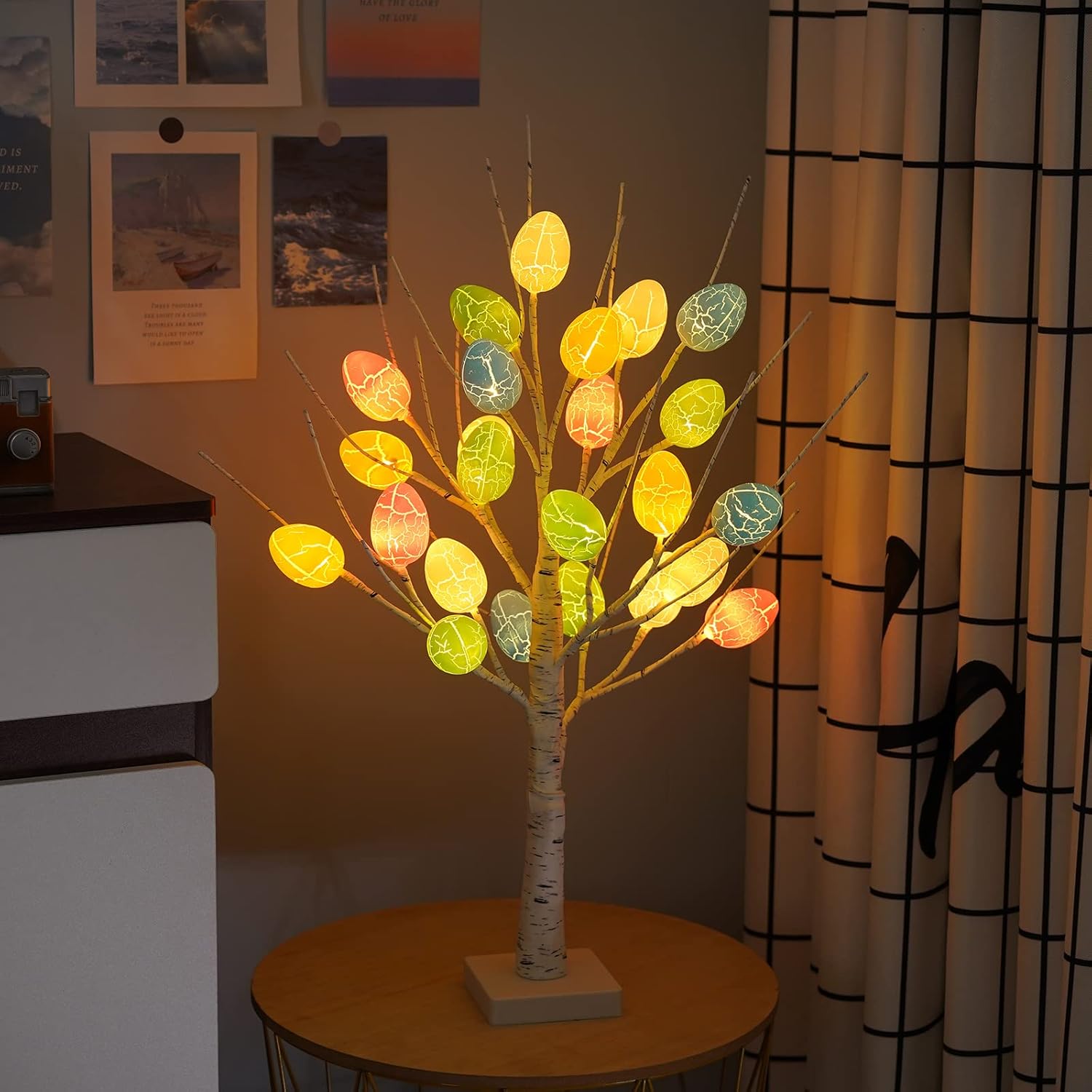 YLSZHY Prelit Easter Lighted Tree Decoration, 24 Inch Easter Birch Tree with 24 LED