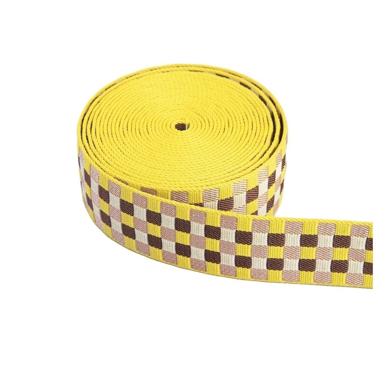 Wstążka tkana żakardowa, Taśma żakardowa bawełniano-poliestrowa, paski do toreb, 1/2 cala, wielokolorowe, 5 metrów(2 Inch yellow Brown)