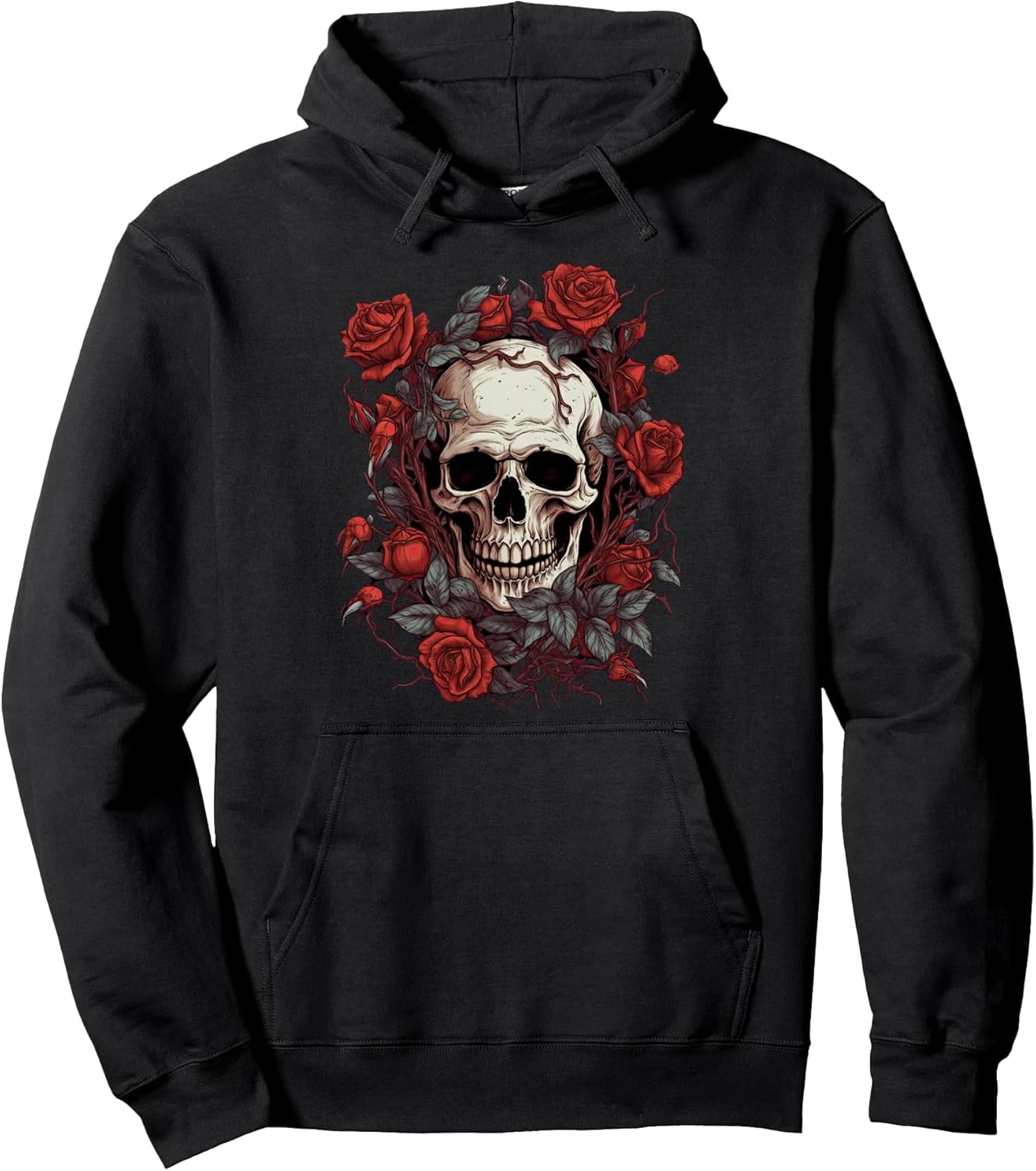 Rose Skeleton Skull Hand Red Flower rose Pullover Hoodie