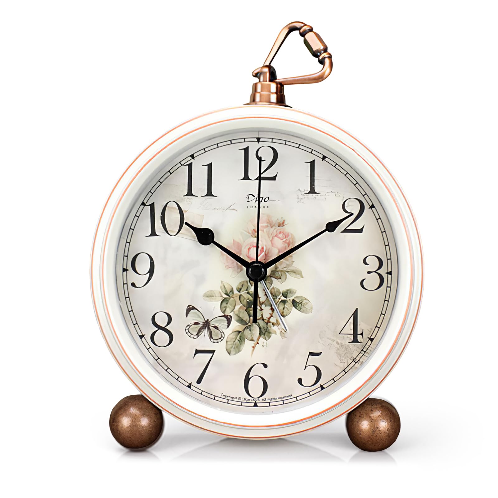 JUSTUP Retro Table Clock 5 2 in Vintage Non-Ticking Desk Table Clock Small Decorative Alarm Clock with Large