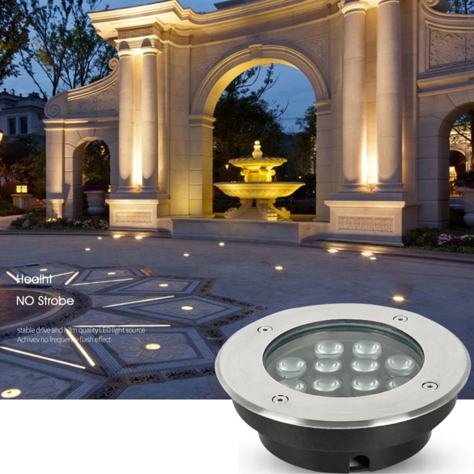 Lampa zewnętrzna LED, oświetlenie zewnętrzne LED ze stali nierdzewnej - ultra cienkie reflektory do zabudowy podłogowej, wodoszczelne oświetlenie zewnętrzne IP65 na schody i ścieżki do słoika