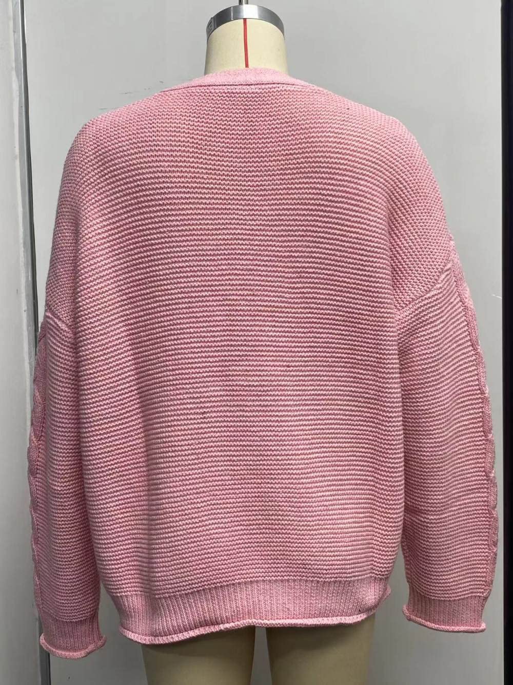 HGJH Damen Strickjacke,Damen-Strickpullover Vorne Offen Cardigan V-Ausschnitt Zopfmuster Kimono Grobstrick Einfarbig Braun Cardigan Weich Elegante Leichte Herbstjacke Für Lässiges Business