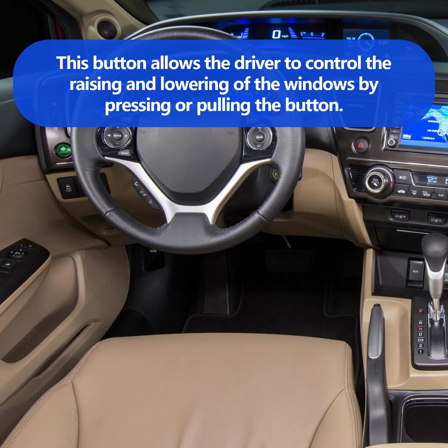 Master Power Window Switch Compatible with Honda Civic 2014 2015, Part Numbers 1S14136 SW11112 DWS1797 35750TR0A41, Left Driver Side