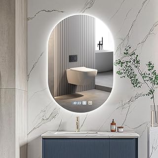 Comprar Viugreum Espejo Baño con Luz LED Regulable en 3 Colores, Elíptico 75 * 50cm Luz de Baño Espejo de Pared con Interruptor Táctil, Función Antivaho, Ajuste de Brillo, Espejos LED Retroiluminado