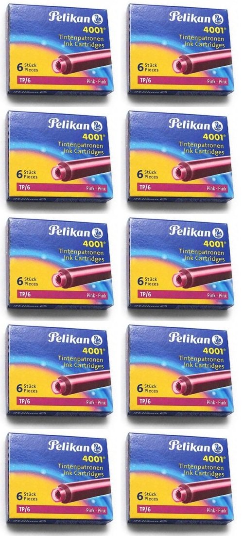 Cartouches d'encre Pelikan 4001 rose pour corriger et annoter sans bavure