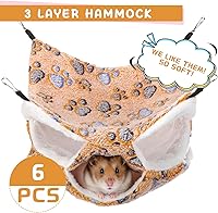 Vista 5 de Sadnyy Hamaca de 6 piezas de conejillo de indias y rata de tres capas, cama de hurón para animales pequeños, hamaca colgante para mascotas, hamaca