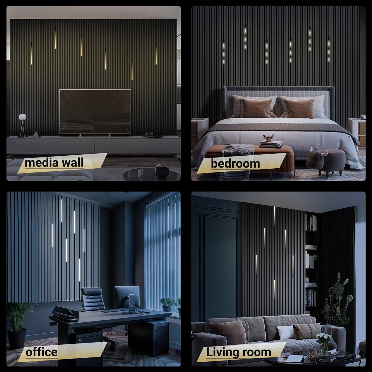 HAMRVL CCT Tunable 3000K-6500K Wall Panel Lights, 6PCS 16-Inch Running Water Flowing LED Lights with Remote Control,28 Mode,Slat Wall Lights for Acoustic Panels, WPC & Wood Slat Wall Panels