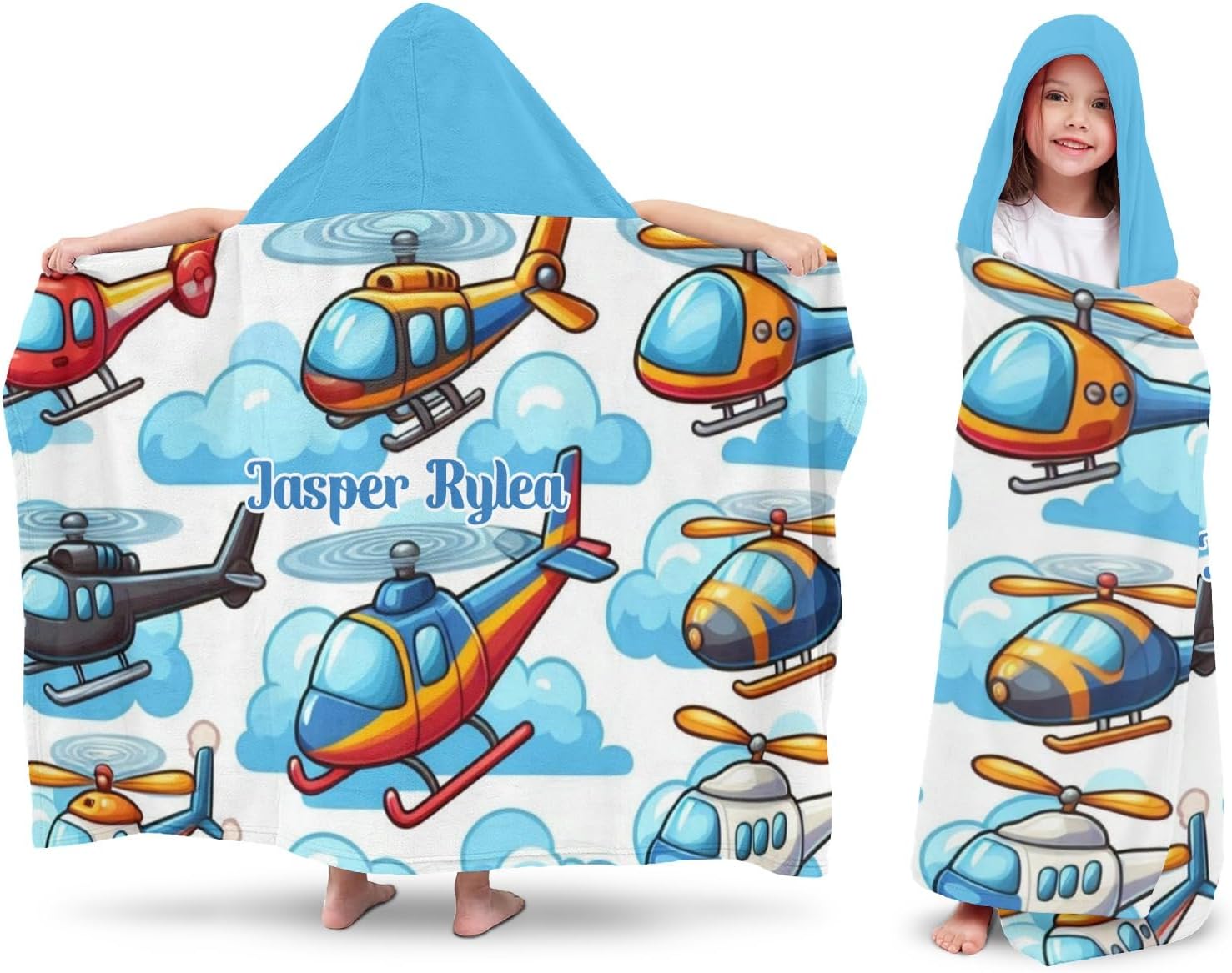 Cartoon Airplane Personalized Hooded Towel Absorbent Wrap Soft Pool Beach Bath Towels Hood Poncho for 5-12 Years Kids Boys Girls