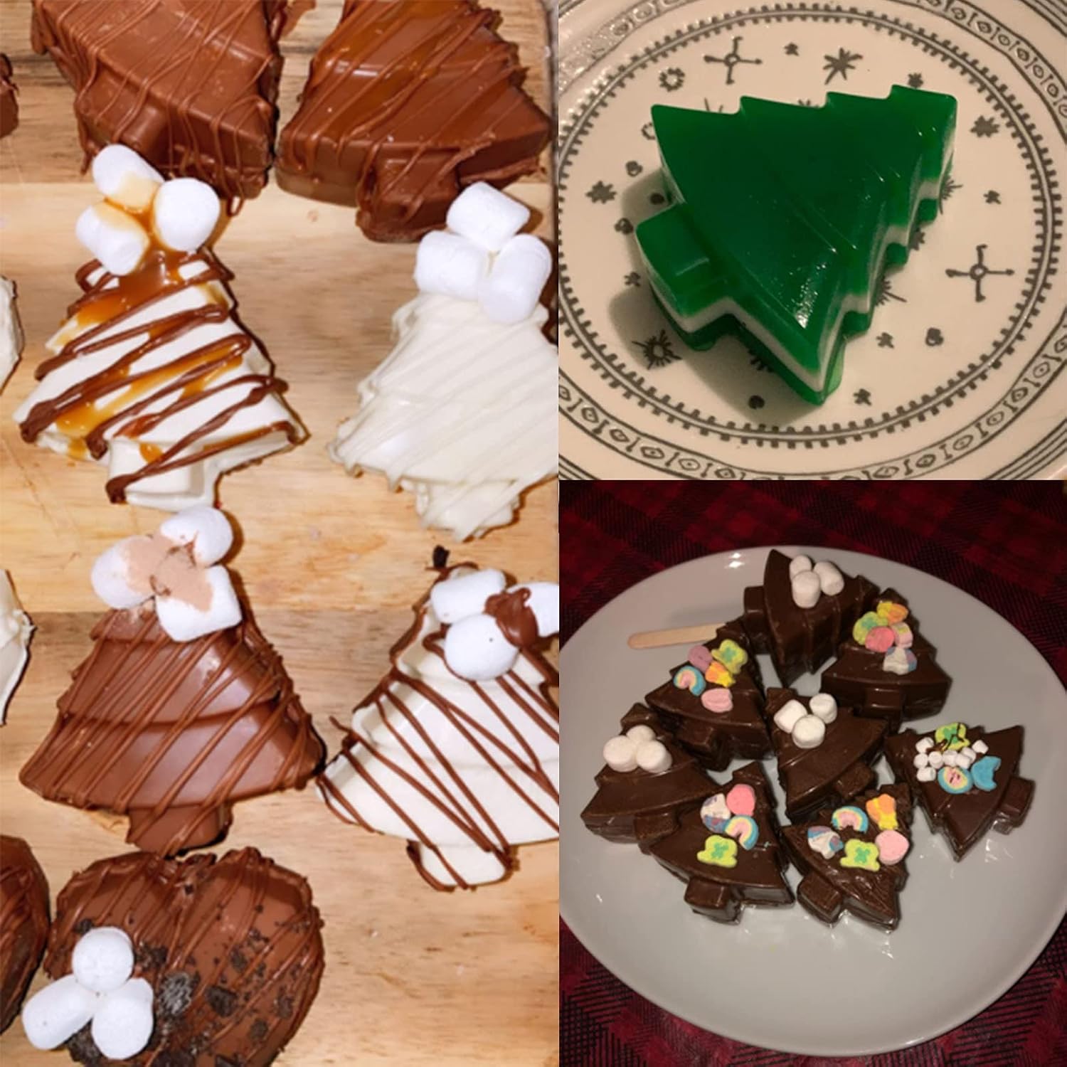 2 PCS 6 Cavity Christmas Tree Silicone Mold Cake Baking Mold Chocolate Candy Handmade Soap Ice Cube Biscuit Moulds No-Stick Christmas Baking Trays Pan