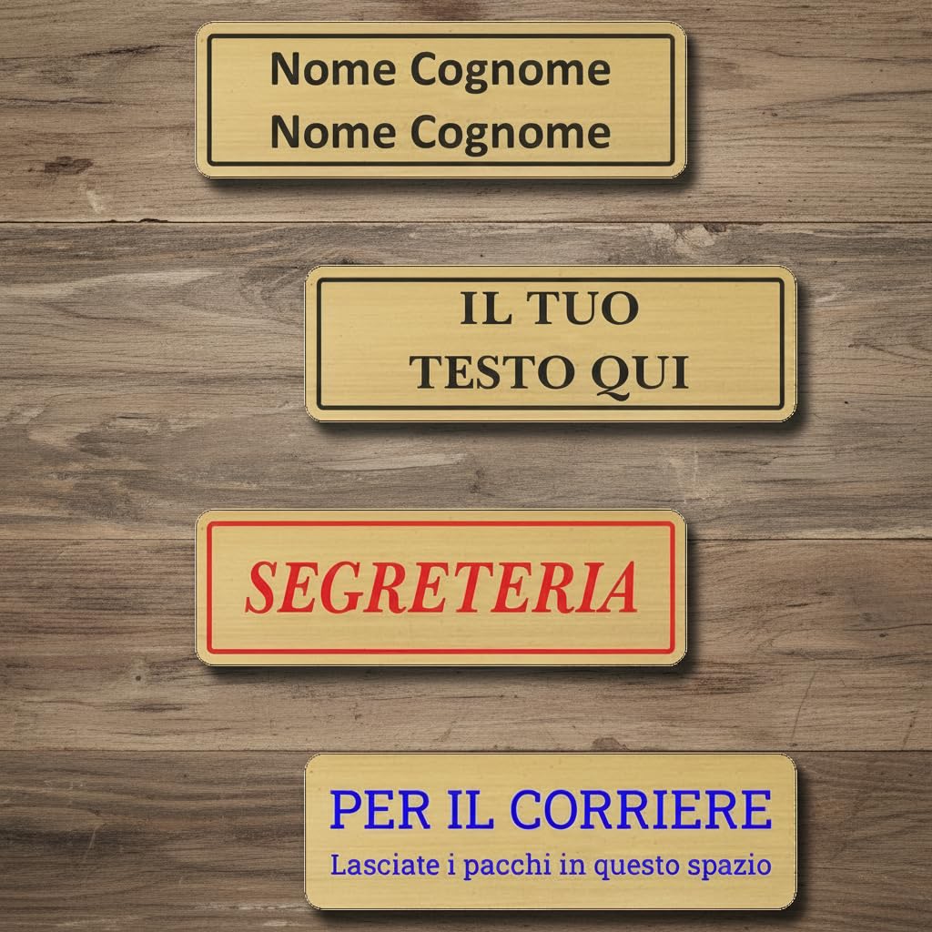 Targhetta Ottone Posta Personalizzata | Targa Cassette Postali Adesiva – Targa per Posta Casa/Ufficio – Montaggio Facile, Alta Durabilità Esterno Interno (Ottone Satinato 1mm, Misura 70x20mm)