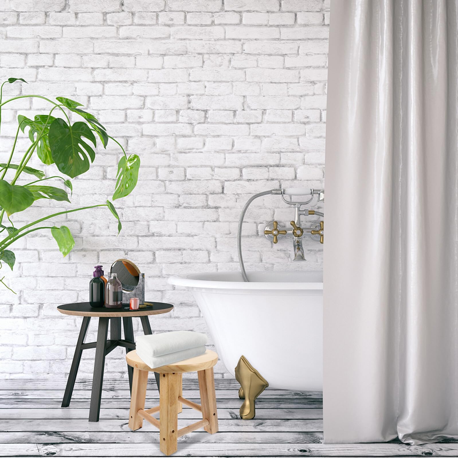 Mini taburete redondo de madera – Asiento de baño antideslizante creativo ligero y estable diseño de cuatro patas para cambiar zapatos y uso doméstico - Práctico y elegante
