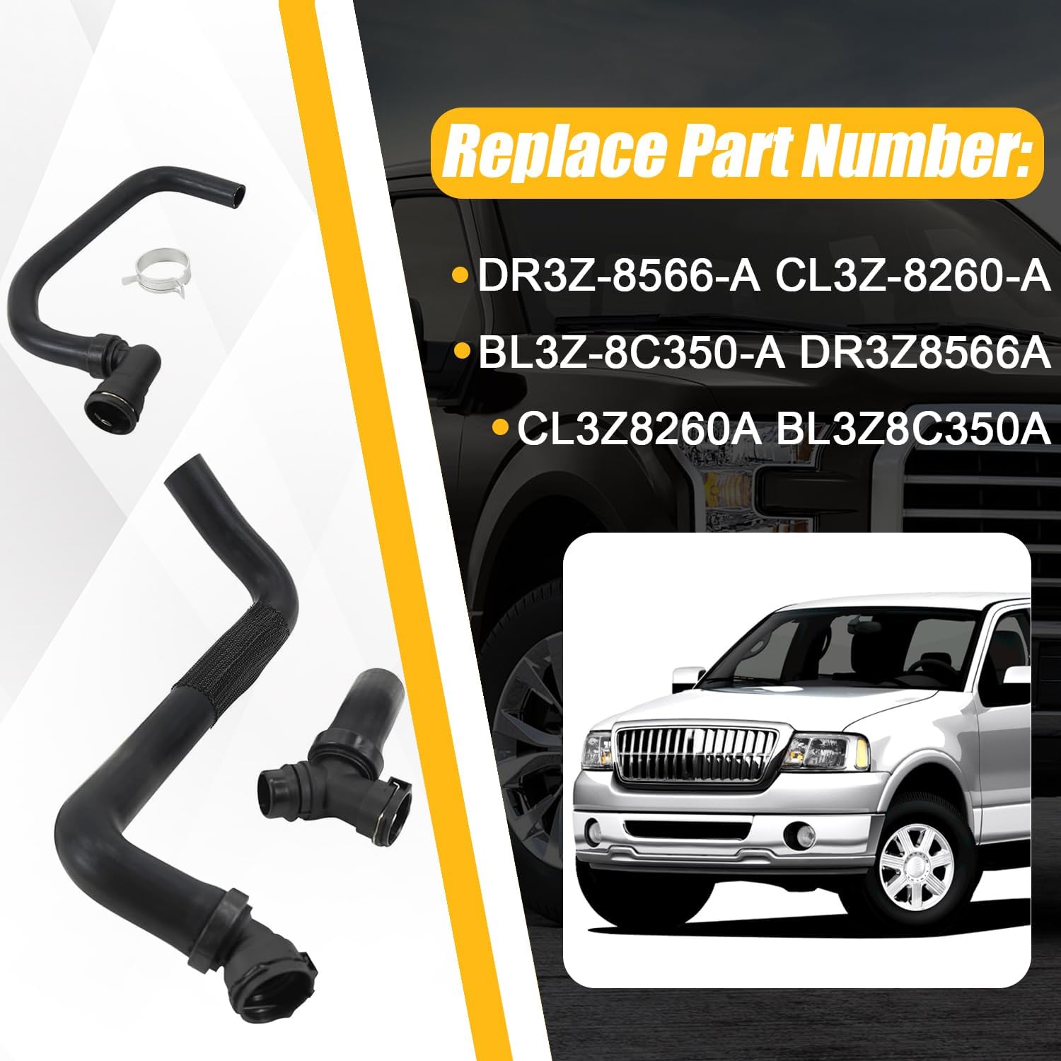 Upper Radiator Hose Y-Connector Lower Compatible with Ford F-150 5.0L 2013-2019 Replaces DR3Z-8566-A CL3Z-8260-A BL3Z-8C350-A DR3Z8566A CL3Z8260A BL3Z8C350A