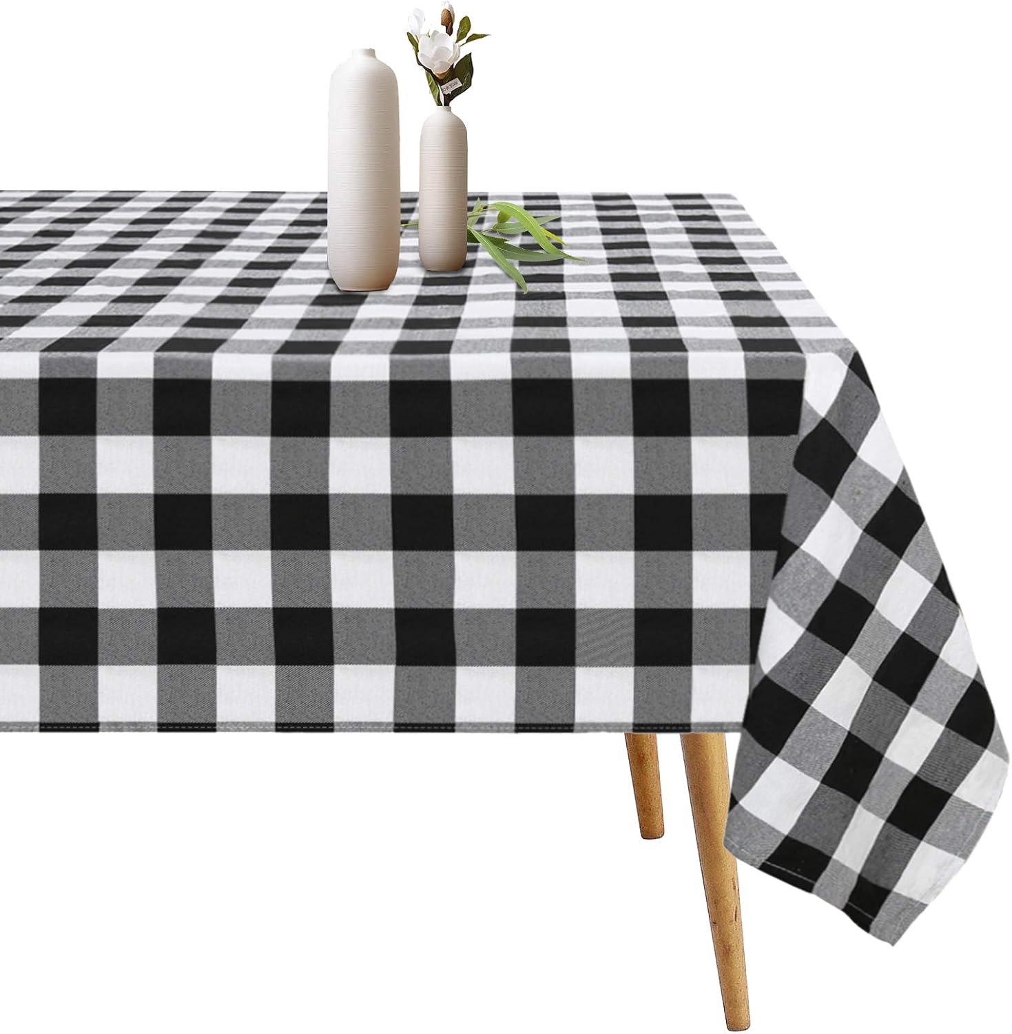 Checkered Tablecloth 60 x 84 inch Wrinkle Resistant Table Cover Black White Buffalo Plaid Tablecloth for Farmhouse Party Picnic Dinner