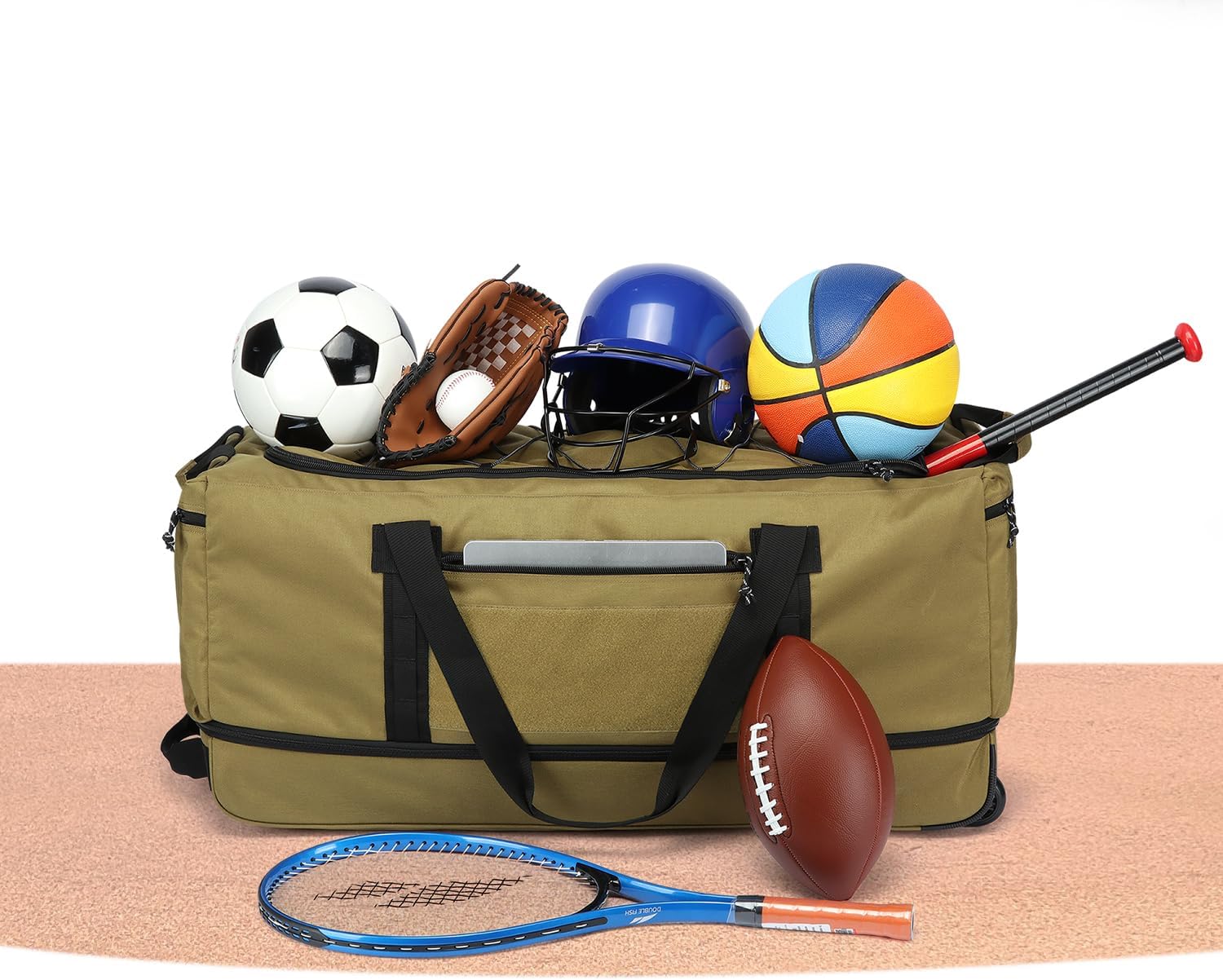 170L Extra Large Baseball Bag with Wheels Gym Duffle Softball Catchers Coach Team Equipment Bags Collapsible Rolling Travel Duffel Bat Gear Bag for Hockey Basketball Football Volleyball Soccer