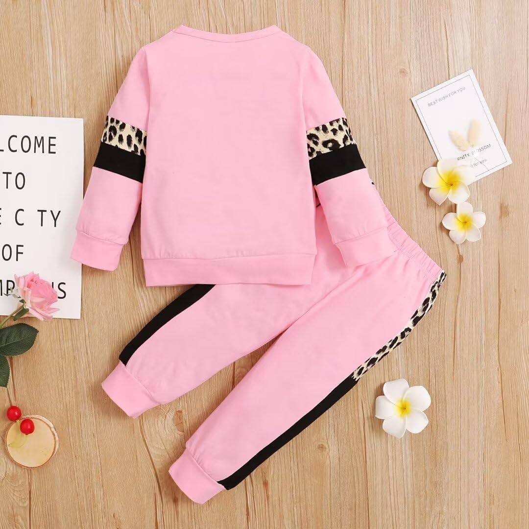 Toddler Girl Clothes Fall Winter Outfits Long Sleeve Leopard Sweatshirt Tops Pants Set 2 Pcs - Image 3