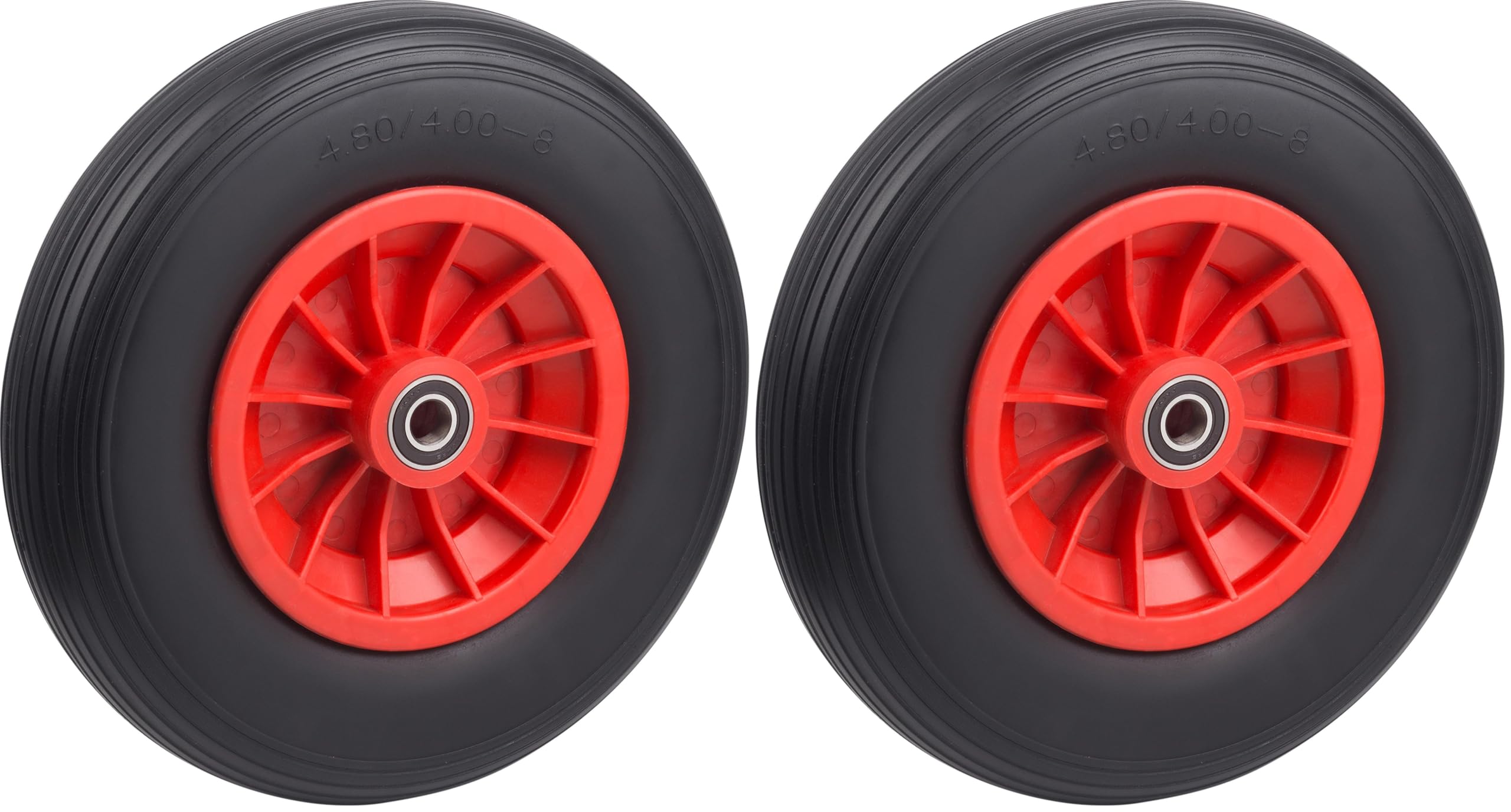 Metafranc Pannensicheres Rad Ø 400 mm - PVC-Felge - Typ 4.80/4.00-8 - 100 kg Tragkraft - Kugellager/Vollgummi-Rad für Schubkarren/Komplettrad mit Felge/Schubkarrenrad/Ersatzrad, 810950, Packung mit 2