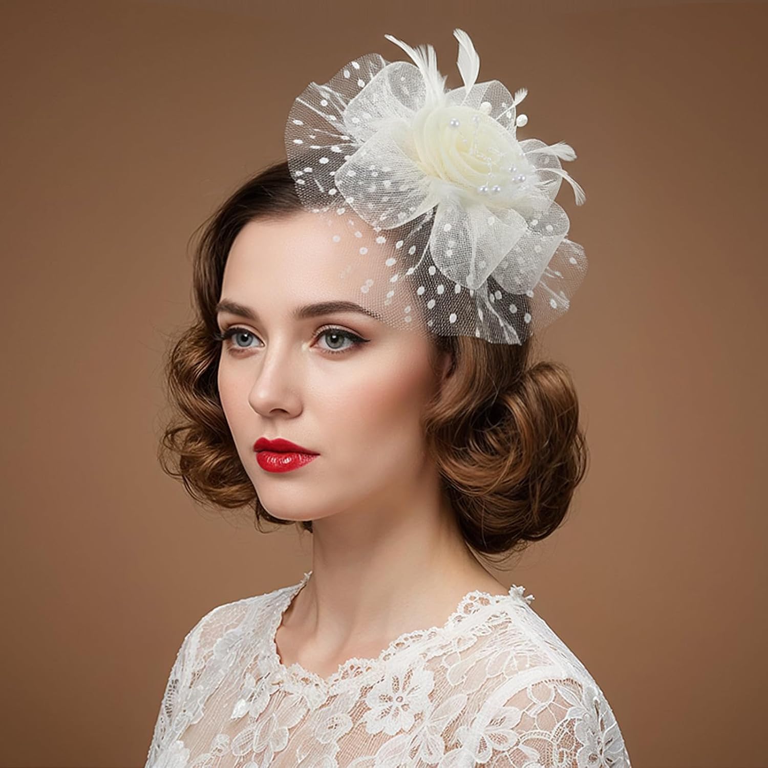 6 PCS Women's Fascinators - Elegant Vintage Style Fascinators Hats for Women Tea Party with Feathers, Mesh and Flowers in 6 Colors for Derby, Weddings, Cocktail Events Multicolor - Image 5