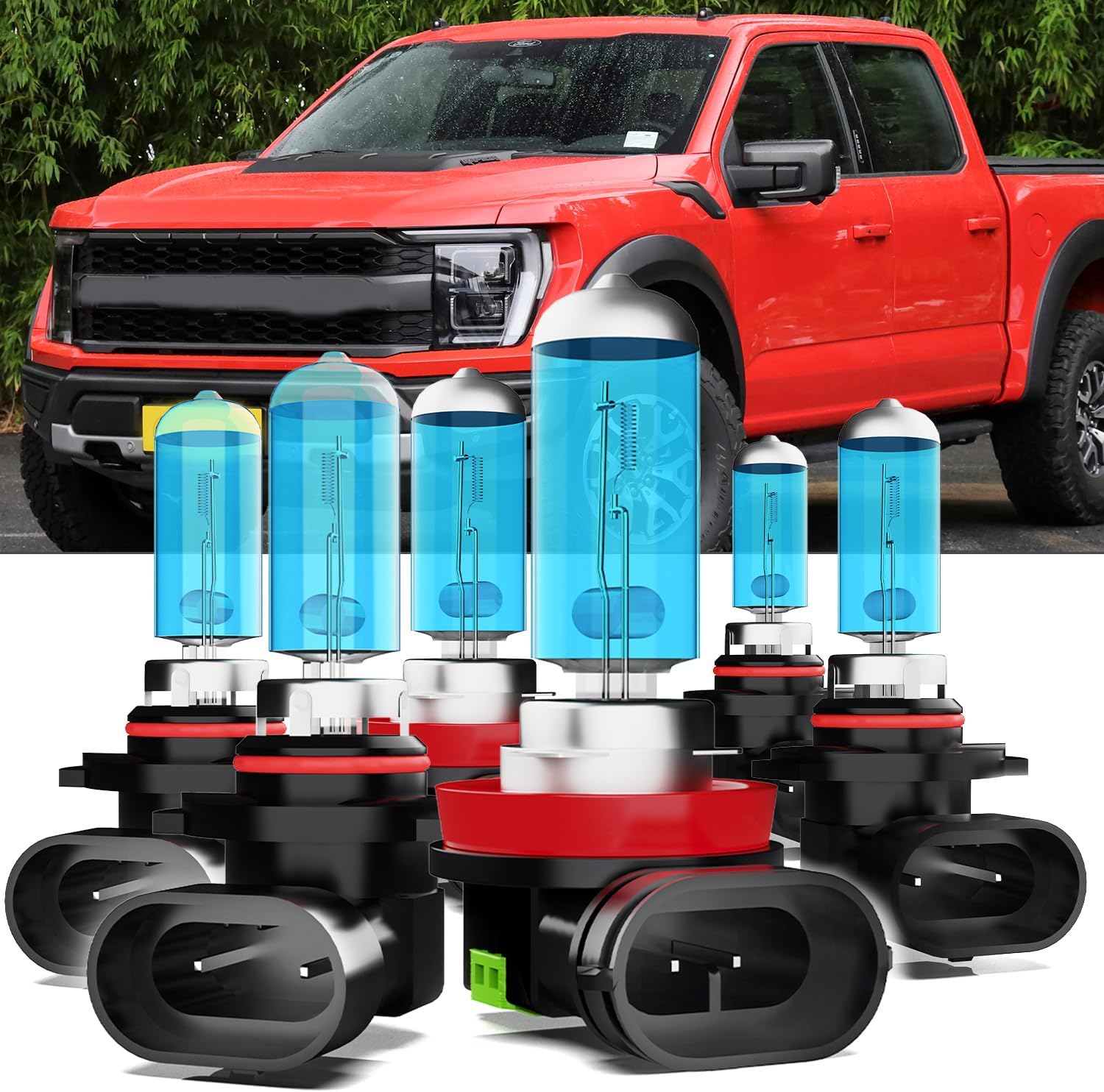 Upgraded Halogen Headlight Bulbs Fit For Ford F150 2015-2020,9005/H10/HB3 H11/H8/H9 High Low Beam 9145/9140 Fog Lights High Performance headlights Bulb Combo,Plug n Play,6-Pack