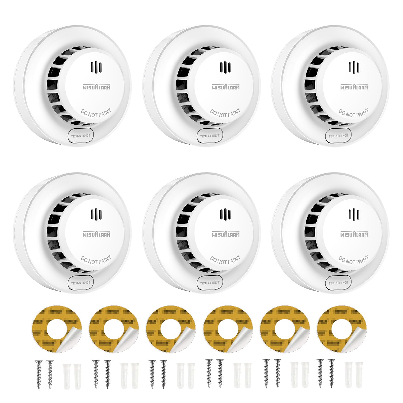 Wisualarm Smoke Alarm 10 Years Lifepan, 5 Years Battery, Smoke alarms for Home, with Replaceable Battery, Fire Alarm Test/Silence Button, Smoke Detector, 85dB, Conforms to EN14604, UKCA (6PCS)