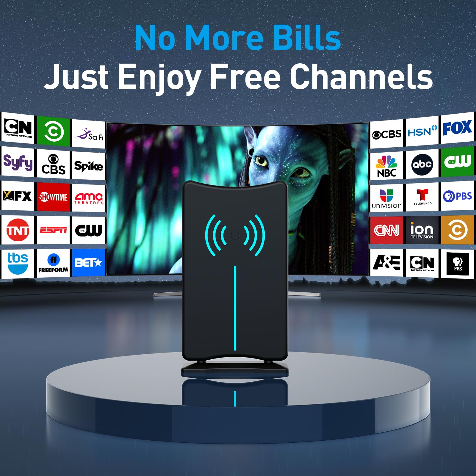 Antenna TV digitale HD amplificata 2025 "Matrix", lunga 1000 miglia, supporta 4K 1080p Fire TV Stick e tutti i canali locali HDTV per interni di TV più vecchie, cavo coassiale da 5 m