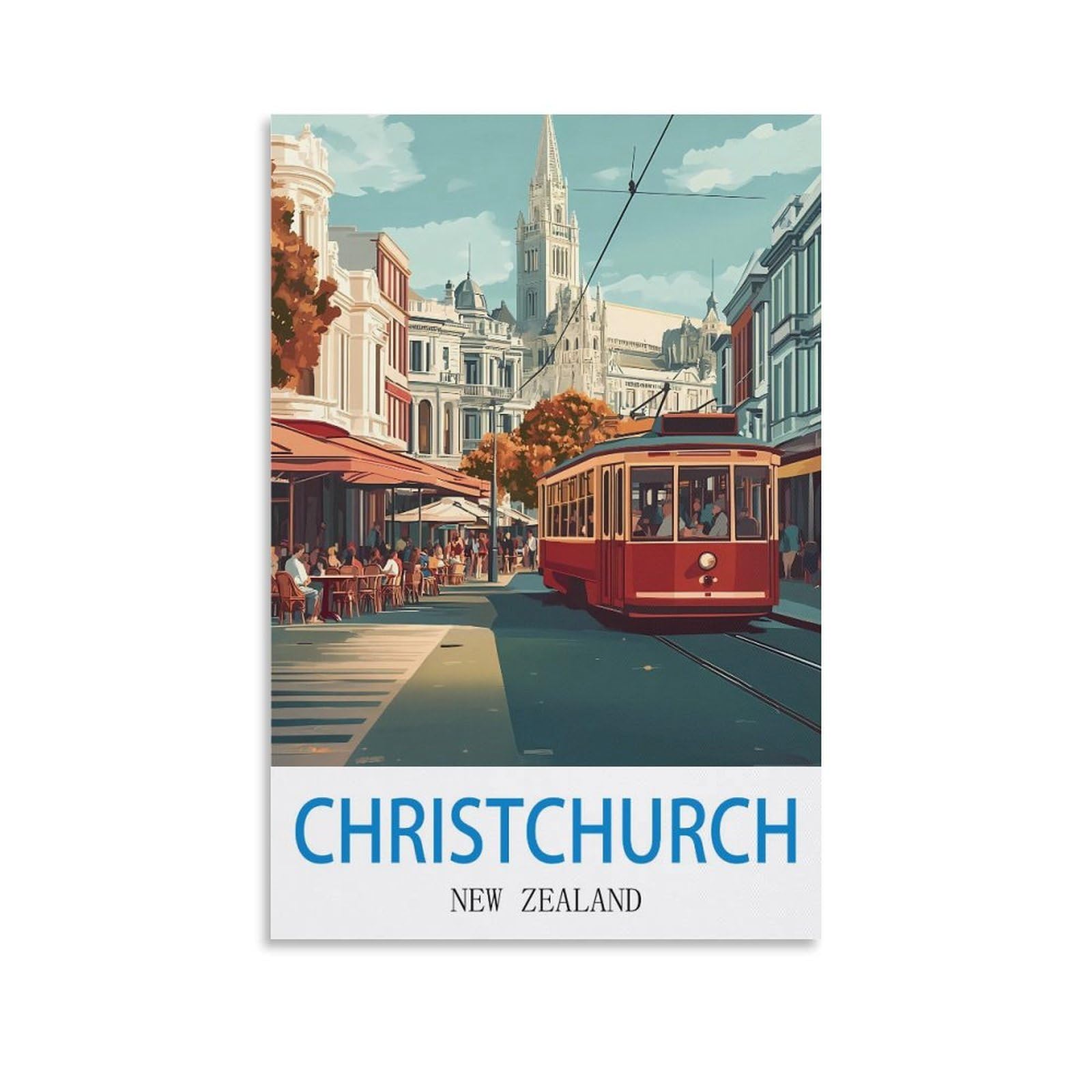 Ctzikww Unframe-Style Christchurch New Zealand Vintage Travel Posters 08X12inch(20X30cm) Canvas Art Prints Picture Wall Art Painting