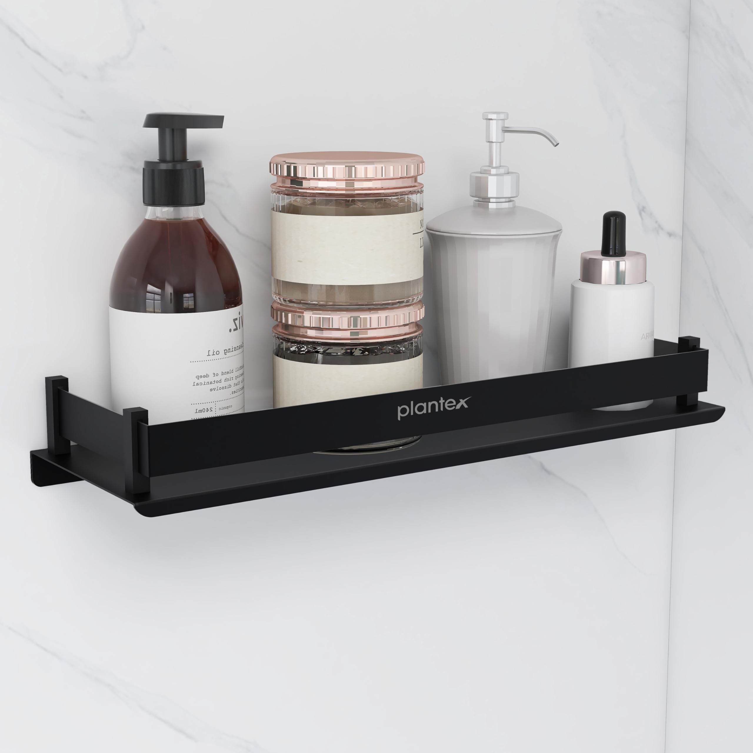 Plantex Stainless Steel Bathroom Shelf/Rack/Bathroom Organizer with Drill/Kitchen Storage Shelf/Wall Mounted Washroom Accessories - (15 x 5 Inch, Black)