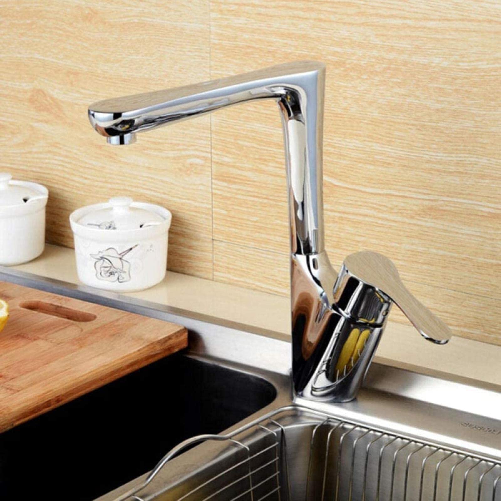 Robinets de salle de bain mélangeur avec robinet de cuisine en chrome pivotant