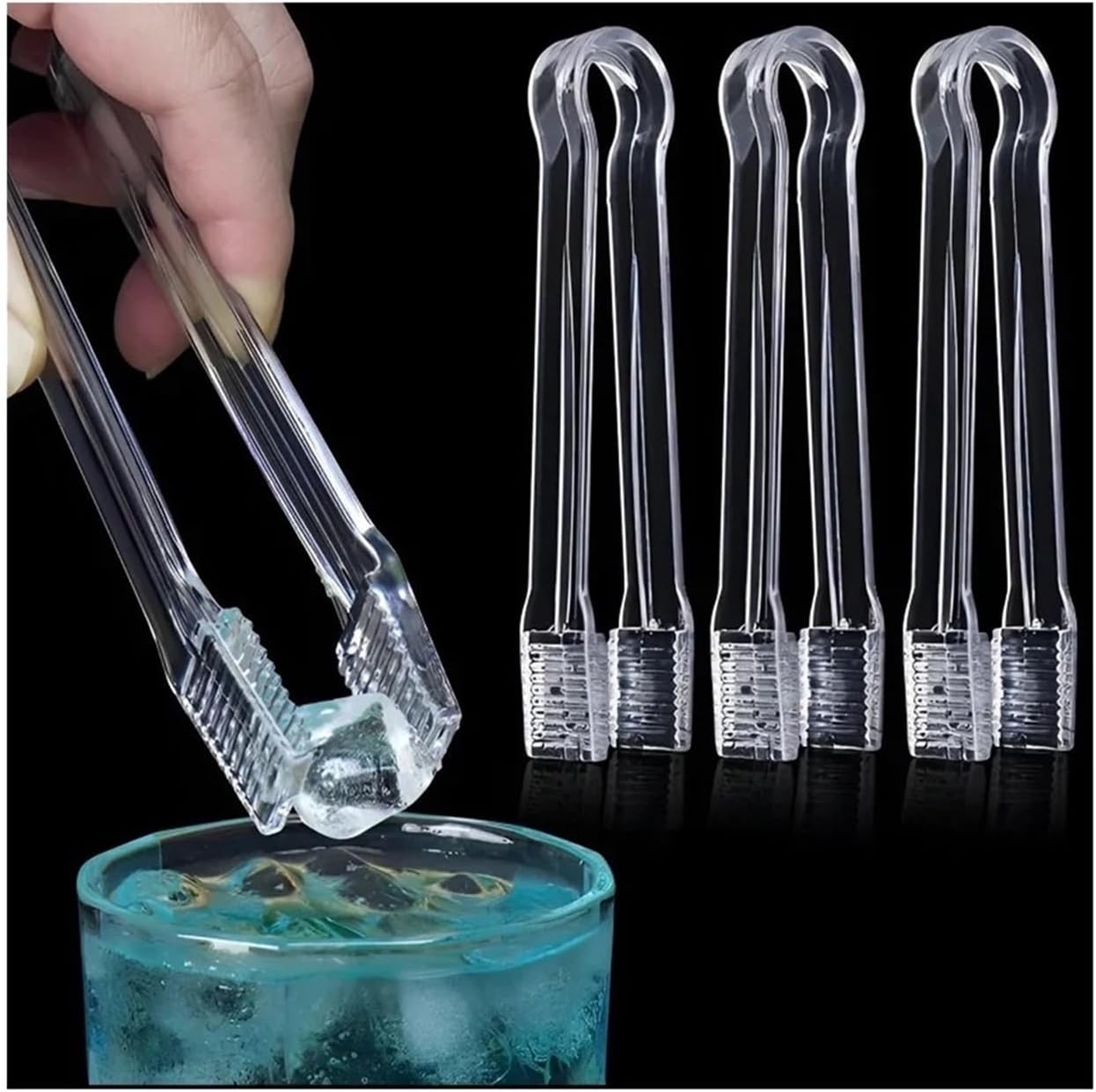 Plastic Tongs for Serving Bulk 10Pcs Transparent Acrylic Ice Tongs Serving Tongs Food Clip Bread Cake Salad Wave Clamping Design For Home Party