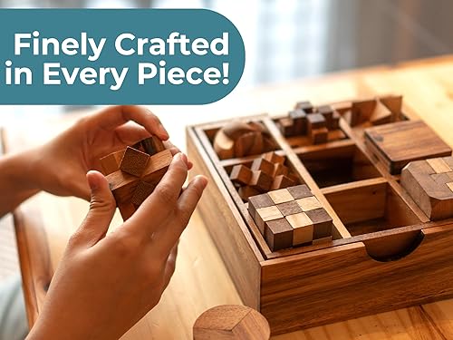 Miniatura 5 de Juegos divertidos para adultos rompecabezas de madera 3D rompecabezas de cerebro y juegos educativos en juego de 9 rompecabezas de madera a